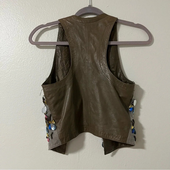 MAKE OFFER Matthew Williamson 2009 Leather beaded sequins jeweled vest small/med - Picture 6 of 8